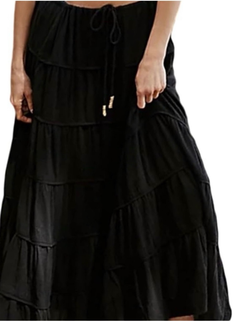 Free People Black Tiered Maxi Skirt - Boho Flow